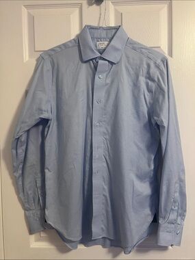 Lorenzo Uomo Men's Light Blue Button-Down Dress Shirt Trim fit
